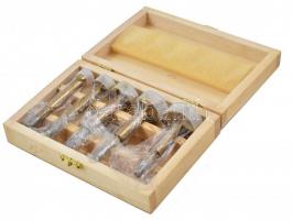 Extol fa maró készlet, 5 db fém marófejjel, újszerű állapotban, fa dobozban, marófejek: h: 9 cm
