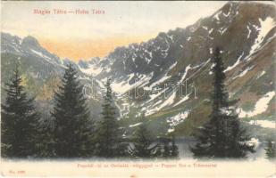 Tátra, Magas-Tátra, Vysoké Tatry; Poprádi-tó az Omladék-völggyel. F. Pietschmann 1526. / Popradské pleso, Zlomiská, Zlomisková dolina / Popper-See u. Trümmertal / lake, High Tatras