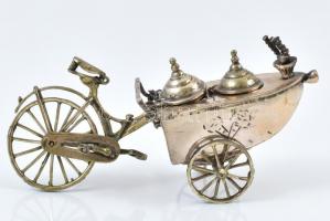 Ezüst(Ag) miniatűr fagyis kocsi, jelzett, h: 10,5 cm, nettó: 65,24 g