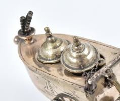 Ezüst(Ag) miniatűr fagyis kocsi, jelzett, h: 10,5 cm, nettó: 65,24 g