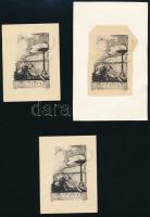 3 db Tartsay ex libris, Klisé 9x7 cm