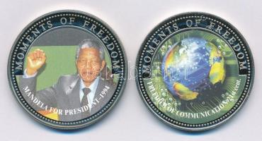 Libéria 2001. 10$ "Szabadság pillanatai - Mandela elnöksége 1994" multicolor +10$ "Szabadság pillanatai - A kommunikáció szabadsága 21. század" multicolor T:PP fo. Liberia 2001. 10 Dollars "Moments of Freedom - Mandela for President 1994" multicolor + 10 Dollars "Moments of Freedom - Freedom of communication 21st century" multicolor C:PP spotted