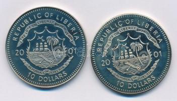 Libéria 2001. 10$ "Szabadság pillanatai - Mandela elnöksége 1994" multicolor +10$ "Sz...