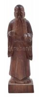 Kínai faragott fa szobor, hiányos, m: 18 cm