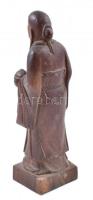 Kínai faragott fa szobor, hiányos, m: 18 cm