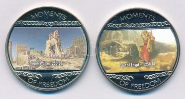 Libéria 2004. 10$ "Szabadság pillanatai - Trójai háború i.e. 1250" multicolor + 10$ "Szabadság pillanatai - Mózes kivezeti népét Egyiptomból i.e. 1250" multicolor T:PP fo. Liberia 2004. 10 Dollars "Moments of Freedom - Trojan War 1250 BC." multicolor + 10 Dollars "Moments of Freedom - Out of Egypt 1250 BC." multicolor C:PP spotted