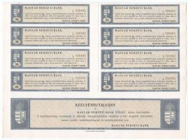 Budapest 1924. "Magyar Nemzeti Bank" részvény 100K-ról (2x), sorszámkövetők "029.493 ...
