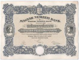 Budapest 1924. "Magyar Nemzeti Bank" részvény 100K-ról (3x), sorszámkövetők "052.243 ...