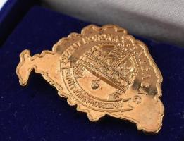 Szent Korona Társaság aranyozott Nagy-Magyarország kitűző, jelvény, 3x2 cm, díszdobozban