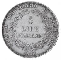 Olasz Államok / Lombardia-Velence / Forradalmi kormány 1848M 5L Ag Milánó, csavaros kémpénzzé alakít...