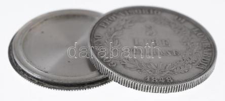 Olasz Államok / Lombardia-Velence / Forradalmi kormány 1848M 5L Ag Milánó, csavaros kémpénzzé alakít...