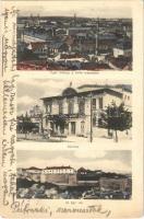 1922 Eger, látkép, török mecset, Színház, egri vár (lyuk / pinhole)