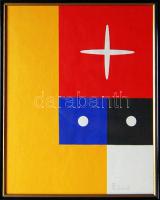 Dévényi János (1956-): Szimbólumok akril-papír, szignált , keretben 38x30 cm