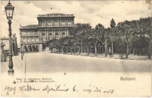 1909 Budapest V. Magyar Kir. Tudományos Akadémia, SZéchenyi szobor (ázott sarkak / wet corners)