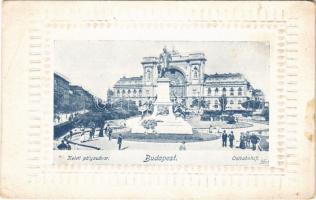 Budapest VII. Keleti pályaudvar, vasútállomás, Baross szobor. Emb. keret (EK)