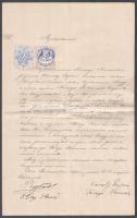 1898 Nyilatkozat 2,50Ft + 5Ft okmánybélyegekkel