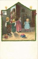 Karácsonyi gyerekek / Christmas and children. M.M. Nr. 1227. litho s: Pauli Ebner