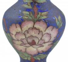 2 db rekeszzománc réz váza, egyik felülete mattulva, m: 5 és 10,5 cm