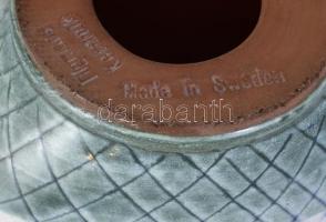 Svéd Tilgmans kerámia lámpa búrával, jelzett, hibátlan, m: 31 cm