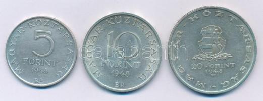 1948. 5Ft Ag "Petőfi" + 10Ft Ag "Széchenyi" + 20Ft Ag "Táncsics" &quot...