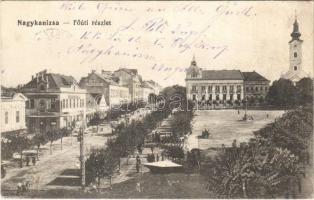 1915 Nagykanizsa, Fő út, takarékpénztár, Pollák József üzlete. Hirschler tőzsde kiadása