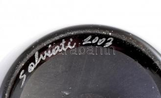 Salviati jelzéssel kék üveg váza, kis kopásnyomokkal, m: 34 cm