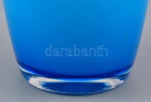 Venini jelzéssel kétrétegű kék üveg váza, kis kopásnyomokkal, m: 30,5 cm