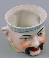 Kínai fej formájú porcelán bögre. Jelzés nélkül. kis kopásokkal d: 9 cm, m:8,5 cm