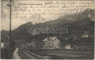 Zirovnica na Gorenjskem, Scheraunitz; railway crossing, villa shop (EK)