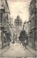 Constantinople, Istanbul, Stamboul; Tour de Galata / Galata Tower, street