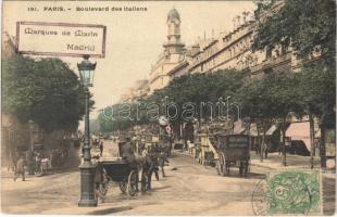 1902 Paris, Boulevard des Italiens / street, omnibuses. TCV card