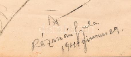 Rézmán Gyula (1911-196?): Férfi portréja, 1941. Szén, papír, jelzett, üvegezett fa keretben, 28,5x18...