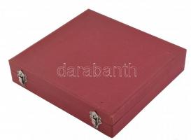 Szovjet ezüstözött alpakka evőeszköz készlet, 6 személyes, jelzettek, hiányos, tartódobozban, 35x33x...