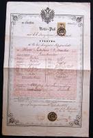 1855 Útlevél 30 kr CM béyleggel (Beregszász) / Passport from Beregszasz