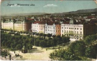 1918 Zágráb, Zagreb; Mihanoviceva ulica / street view (kopott sarkak / worn corners)