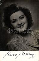 Kiss Manyi színésznő fotólap a művésznő aláírásával