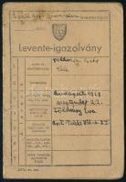 1942 Budapesti Református Gimnázium leventecsapat leventeigazolvány