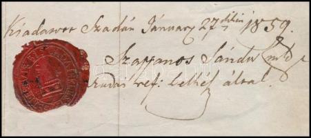 1859 Szada, engedély hozomány nélküli házasságra, viaszpecséttel