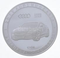 2013. 20 év Audi Hungária - Győr ezüstözött Br emlékérem, eredeti dísztokban + vállalati ünnepség meghívó levele (42,5mm) T:PP fo.