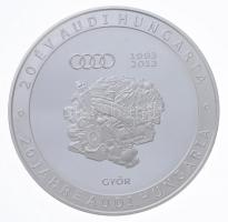 2013. "20 év Audi Hungária - Győr" ezüstözött Br emlékérem, eredeti dísztokban + vállalati...