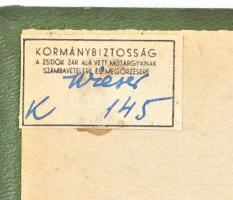 1944 A belső kötéstáblán Kormánybiztos a Zsidók Zár Alá Vett Műtárgyainak Számbavételére és Megőrzés...