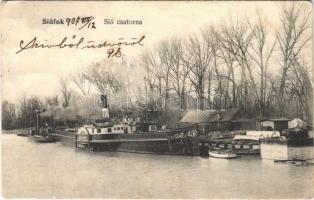 1907 Siófok, Sió csatorna, Baross gőzös a kikötőben (EK)