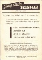 Budai István. József Attila színház (Budapest XIII. Váci út 63.) reklámlapja (non PC) (EK)