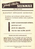 Bara Margit. József Attila színház (Budapest XIII. Váci út 63.) reklámlapja (non PC) (EK)