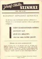 Koncz Gábor. József Attila színház (Budapest XIII. Váci út 63.) reklámlapja (non PC)