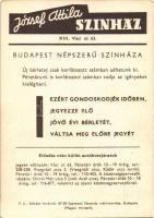 Láng József. József Attila színház (Budapest XIII. Váci út 63.) reklámlapja (non PC) (EK)