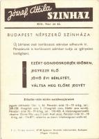 Voith Ági. József Attila színház (Budapest XIII. Váci út 63.) reklámlapja (non PC)