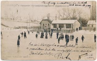 1908 Kaposvár, Korcsolyázó Egyesület jégpályája télen. Szente G. felvétele, photo (EK)