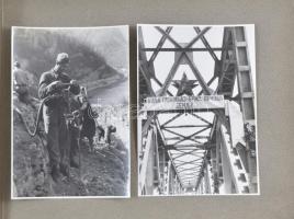 1947 Jugoszláviai építkezések és fejlesztések a kommunizmus időszakából, 25 db albumba ragasztott, feliratozott fotó, albumon Veres Péter Belgrád fém plakettel, 12×17 cm