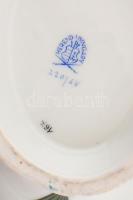 Herendi virágmintás szószos tál, kézzel festett, jelzett, minimális kopással, 23x17x8 cm